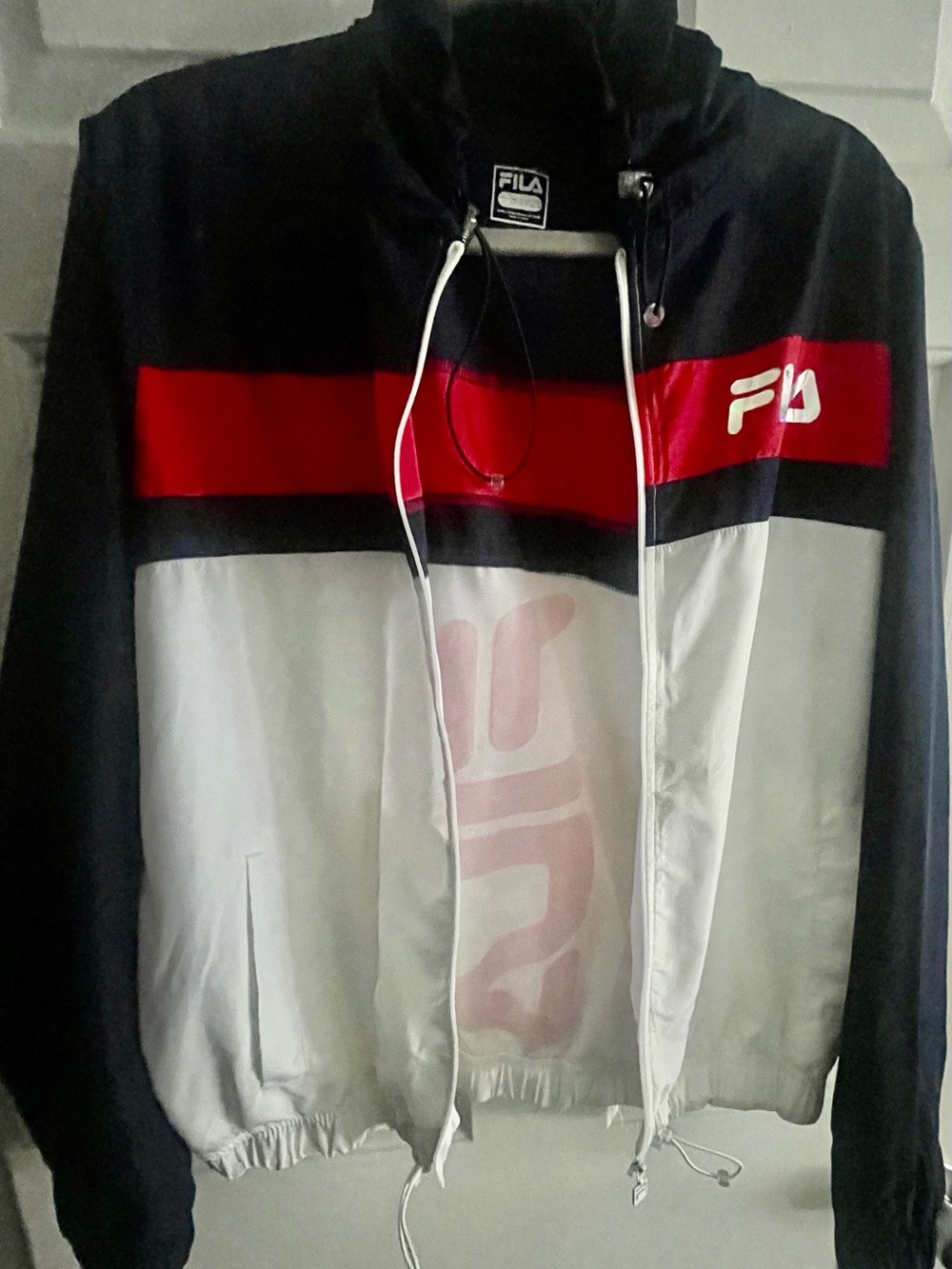FILA Men’s Black, White & Red Colorblock Windbreaker Jacket